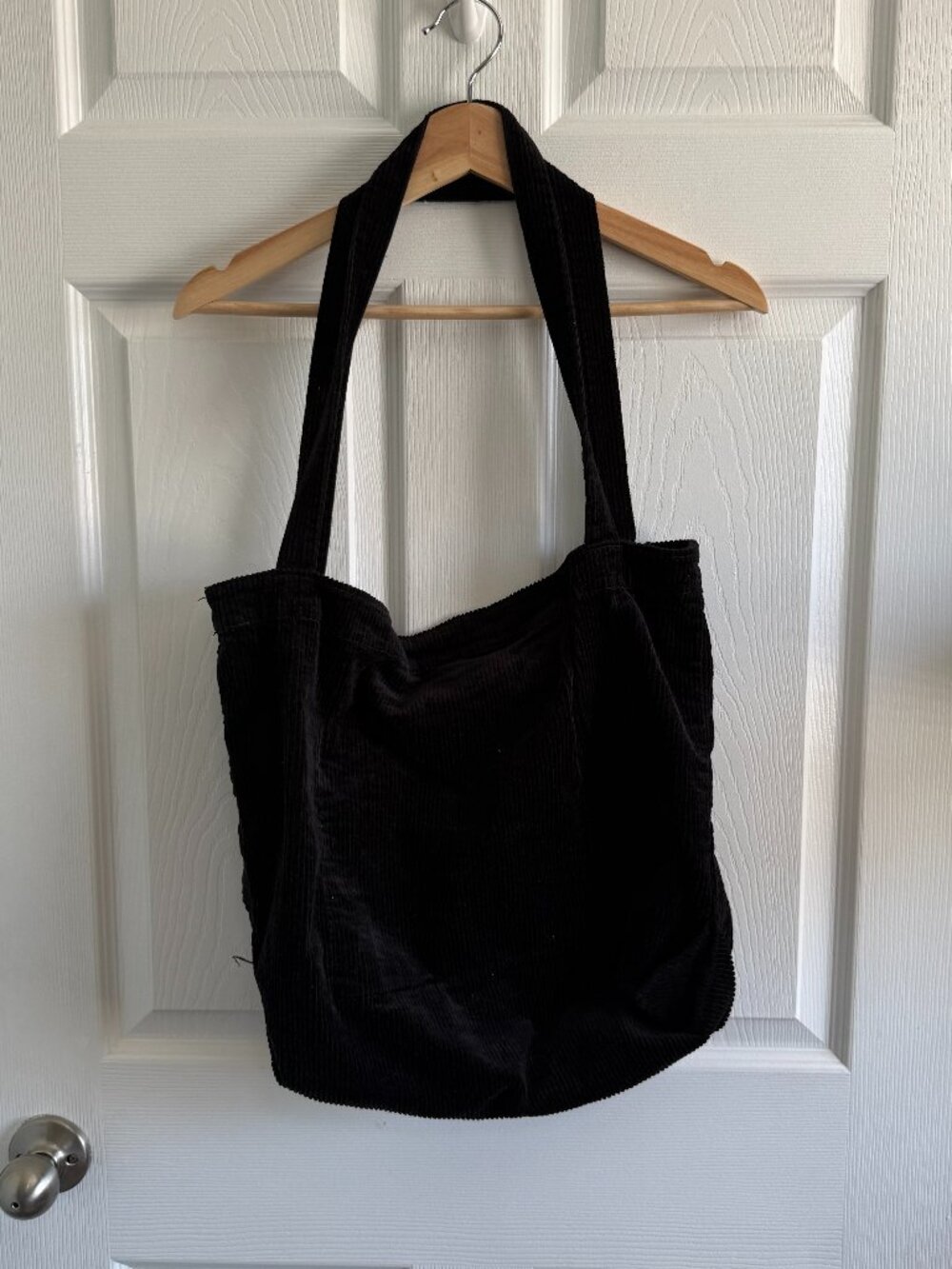 Black Corduroy Tote Bag